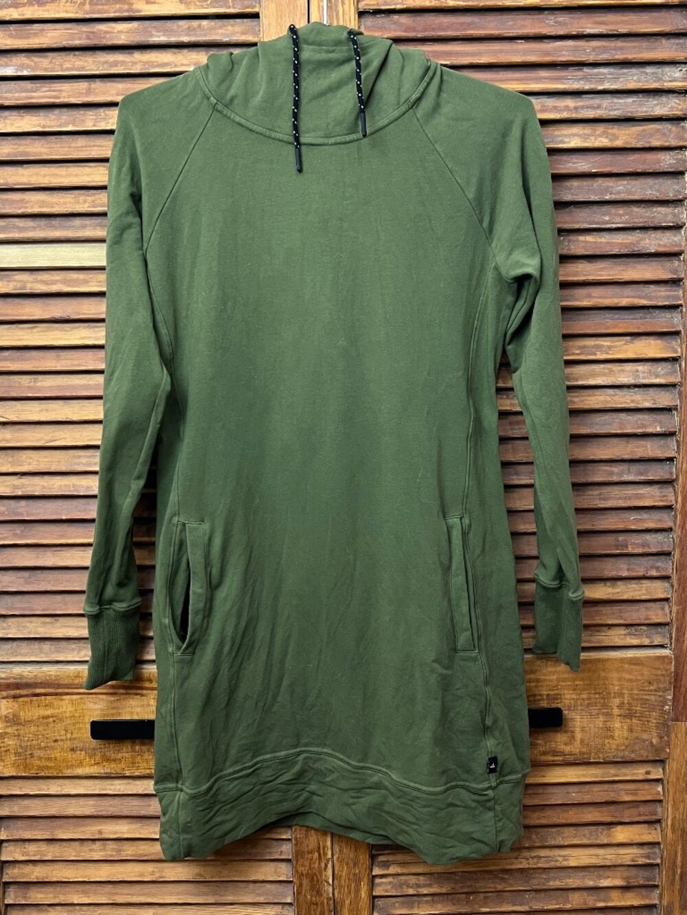 American Giant hoodie dress with pockets, olive green, small